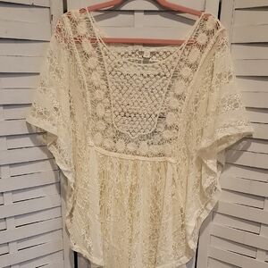 Est. 1946 Sheer Lace Cream Boho Blouse Size 16
